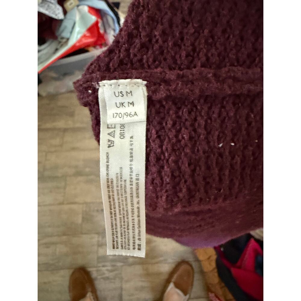 Free People Sweater Hailee Waffle Knit Mulberry Henley Purple Size Medium - Picture 6 of 9